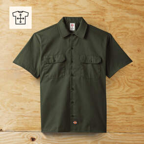 Plus size work shirt on wood background