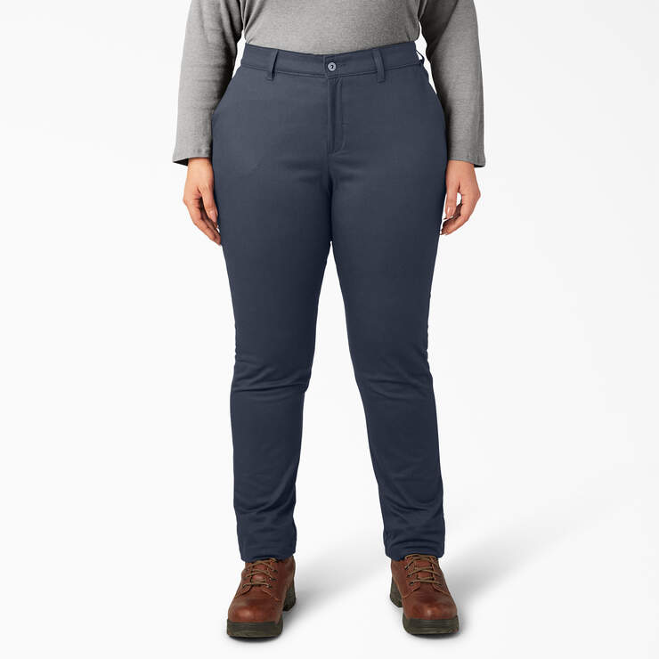 Women's Plus Mid Rise Skinny Leg Pants - Rinsed Dark Navy (RDN) image number 1