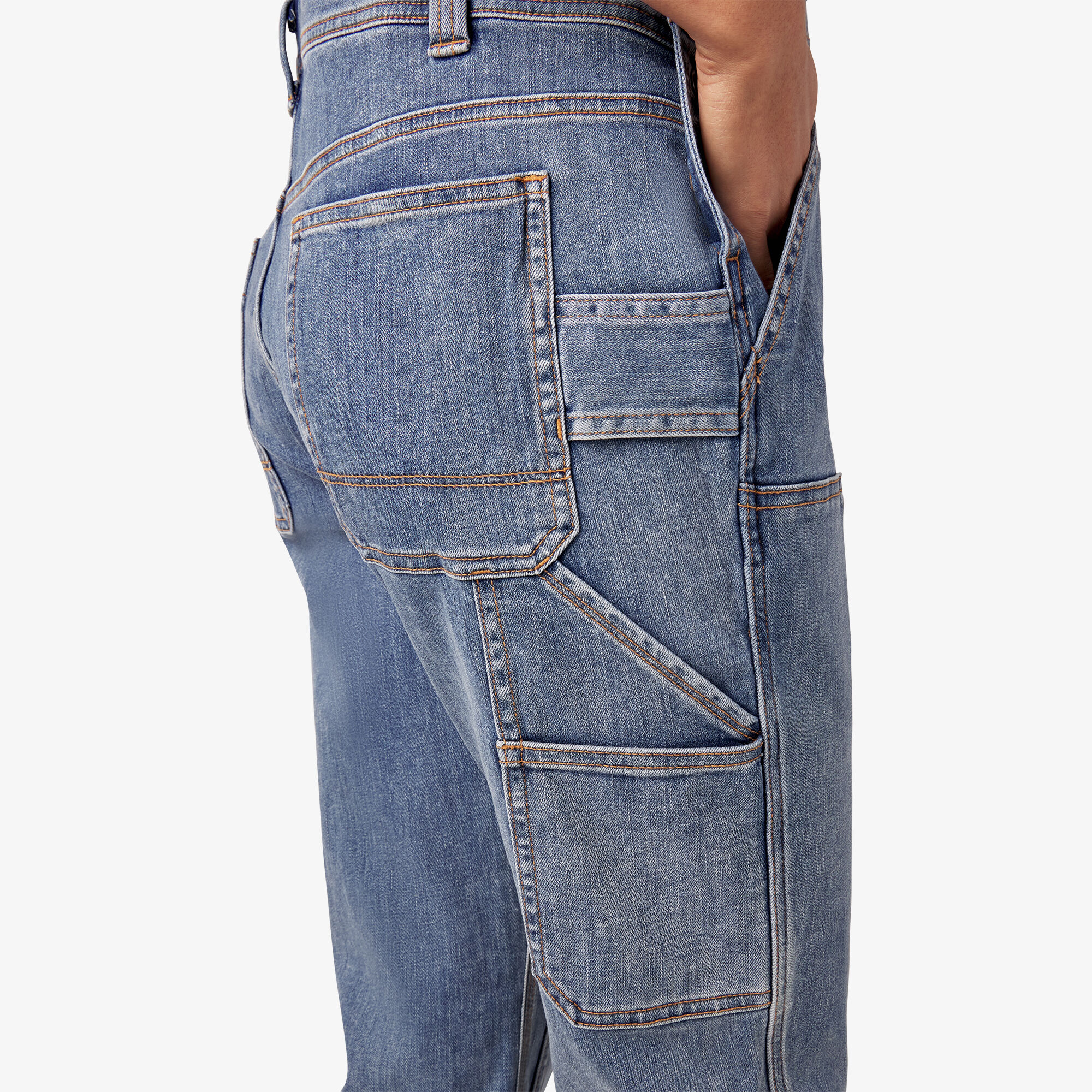 Women's Double Front Bib Overalls - Light Stonewashed Denim (LW4) image number 9