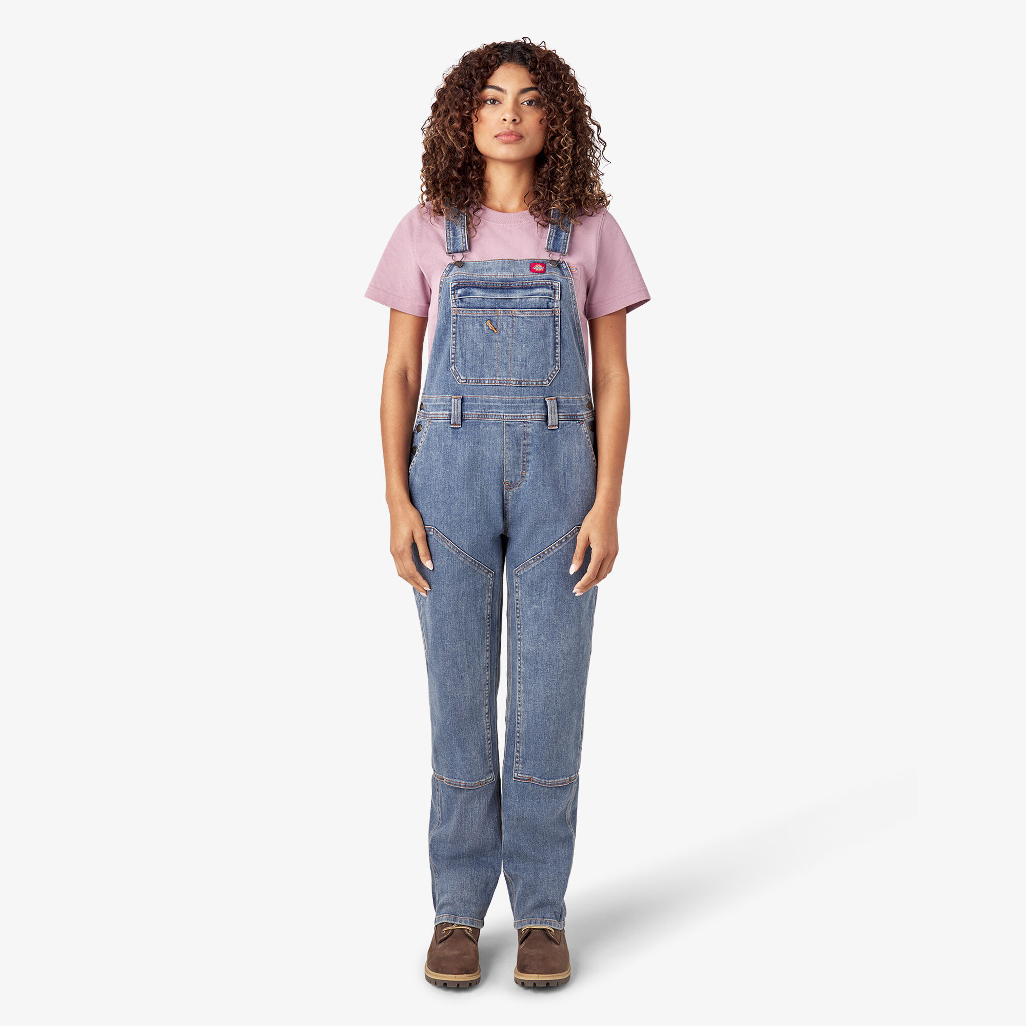 Women's Double Front Bib Overalls - Light Stonewashed Denim (LW4) image number 1