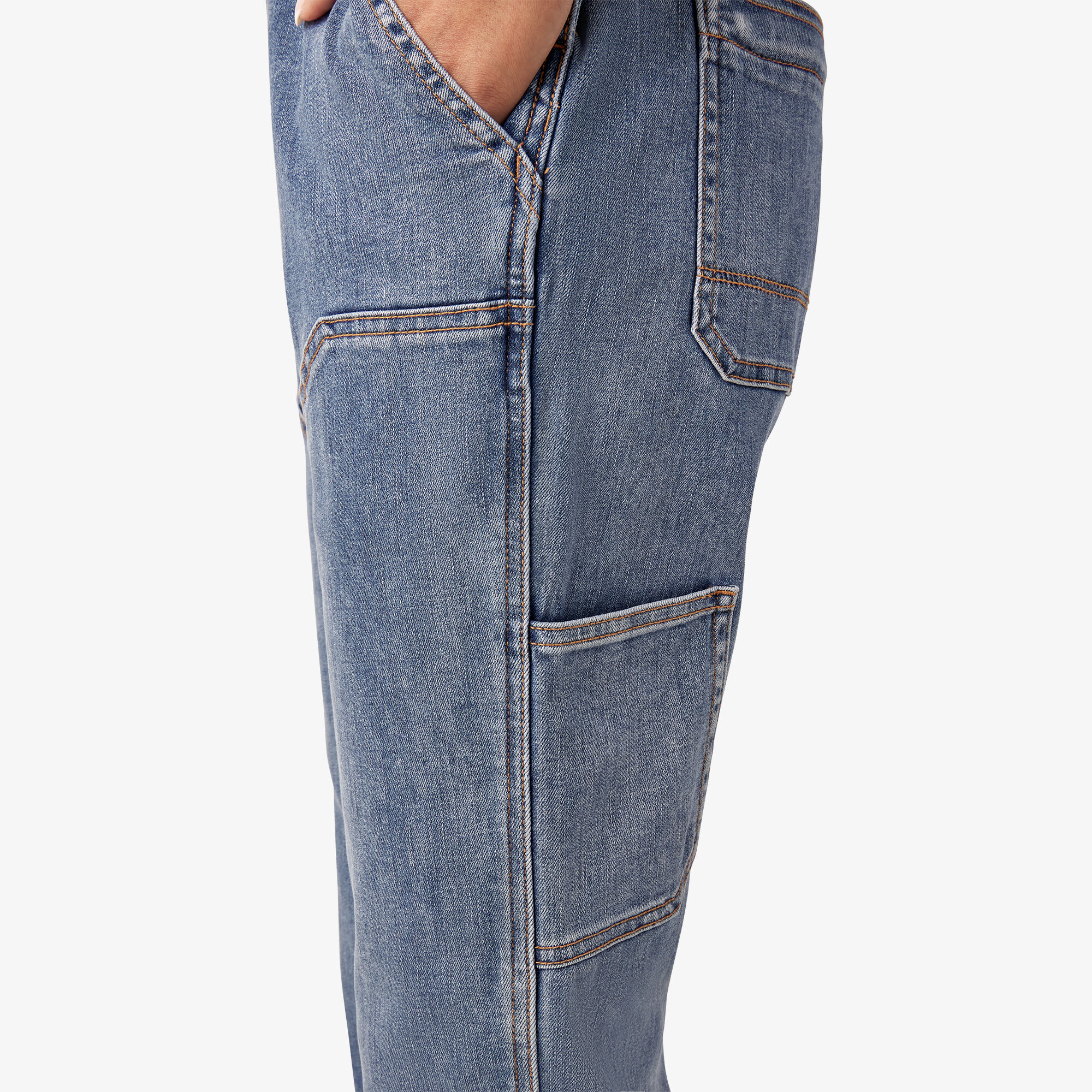 Women's Double Front Bib Overalls - Light Stonewashed Denim (LW4) image number 8