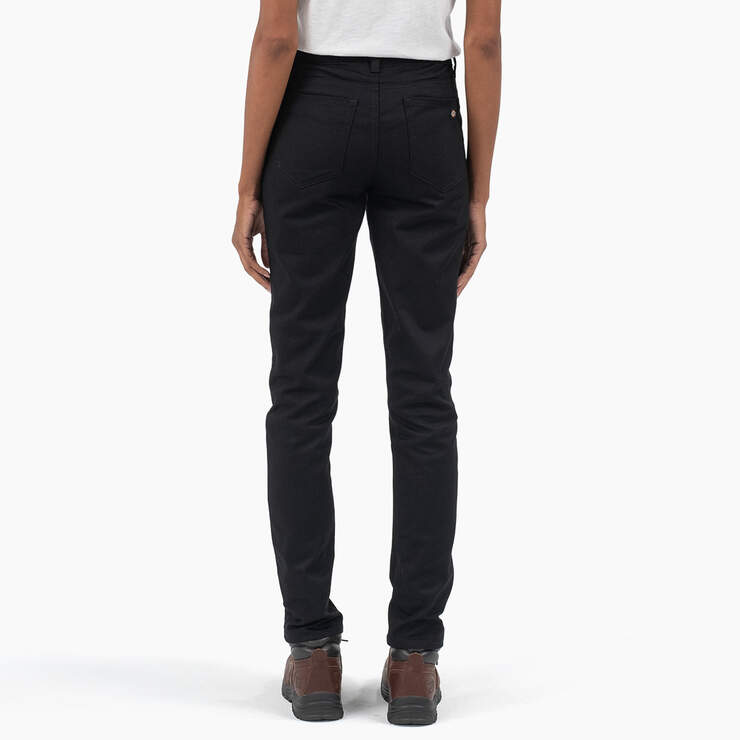 Women's High Rise Skinny Twill Pants - Rinsed Black (RBK) image number 2