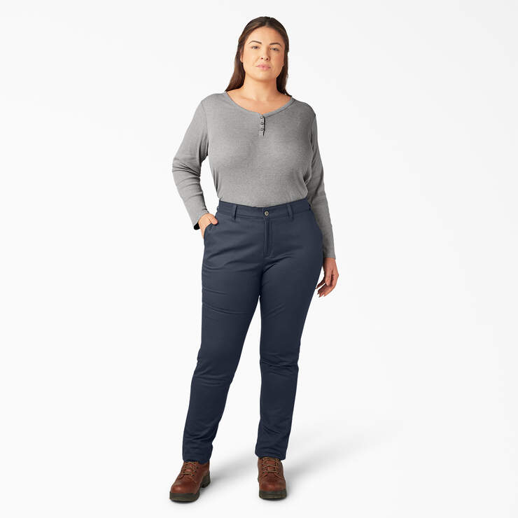 Women's Plus Mid Rise Skinny Leg Pants - Rinsed Dark Navy (RDN) image number 5