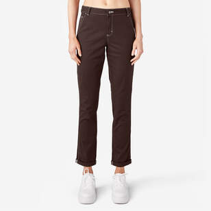 Women's Slim Straight Fit Roll Hem Carpenter Pants