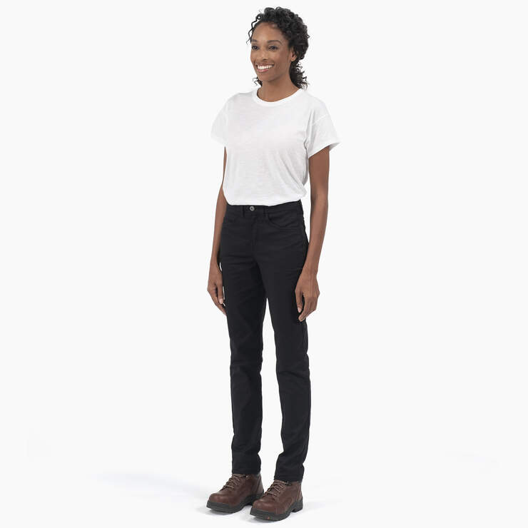 Women's High Rise Skinny Twill Pants - Rinsed Black (RBK) image number 3