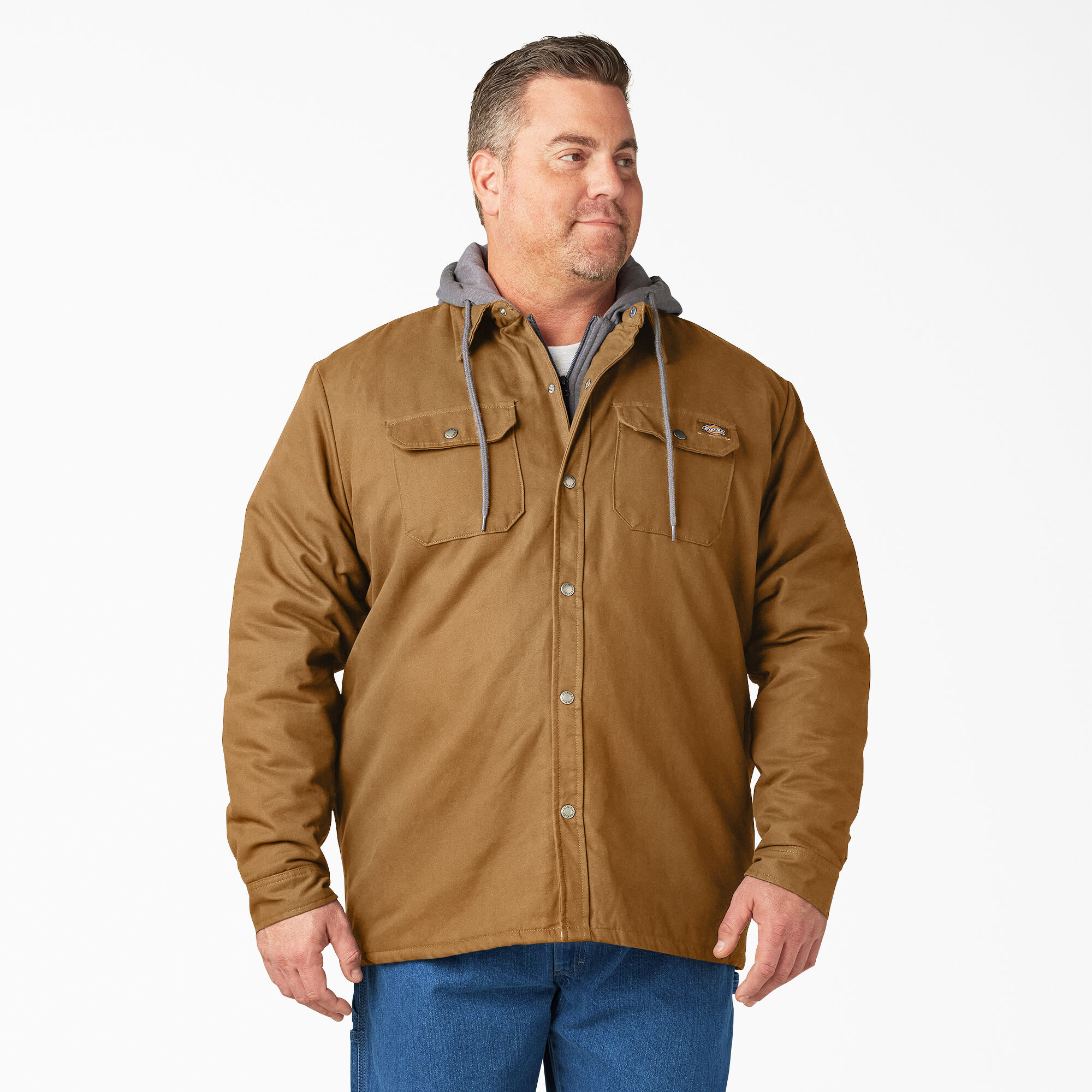 Water Repellent Duck Hooded Shirt Jacket