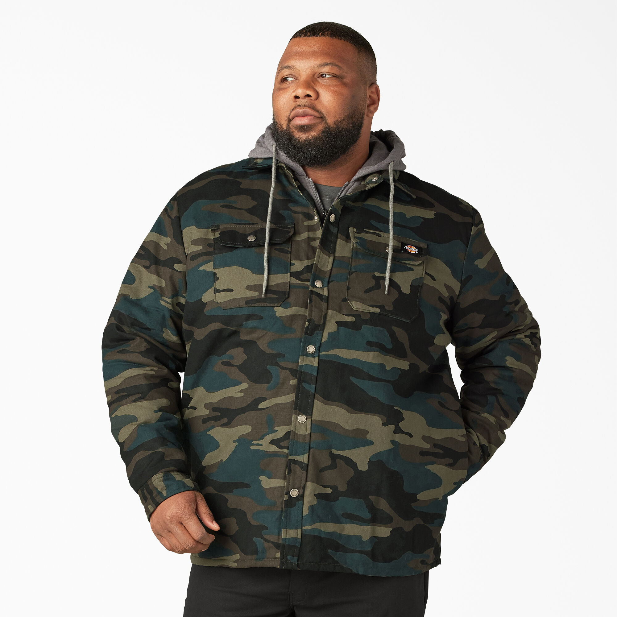 Water Repellent Duck Hooded Shirt Jacket