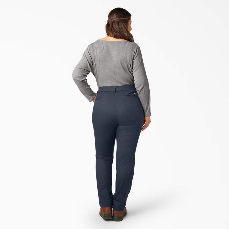 Women's Plus Mid Rise Skinny Leg Pants - Rinsed Dark Navy (RDN) image number 6