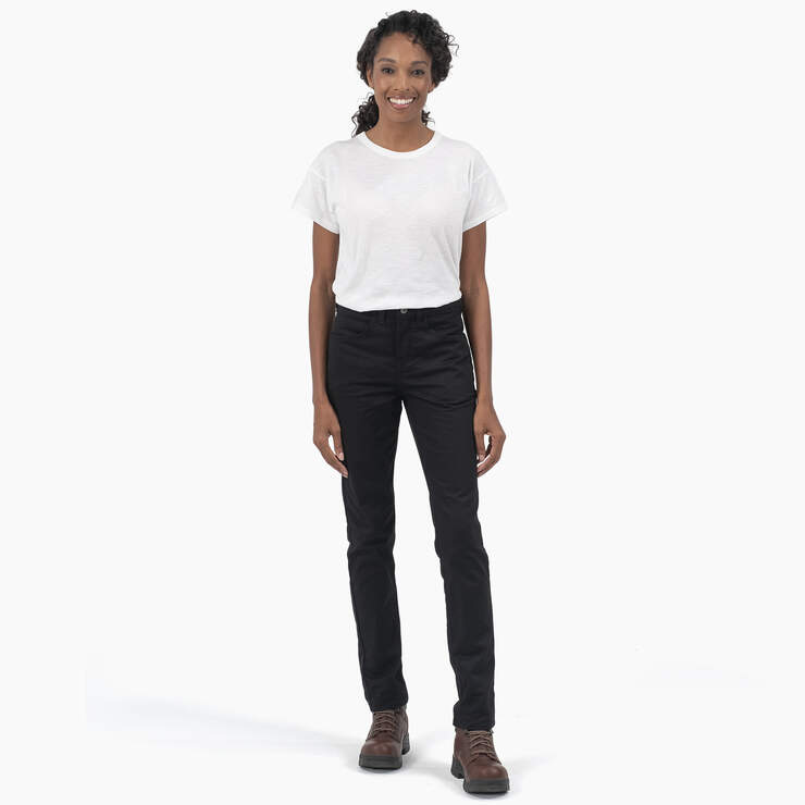 Women's High Rise Skinny Twill Pants - Rinsed Black (RBK) image number 4