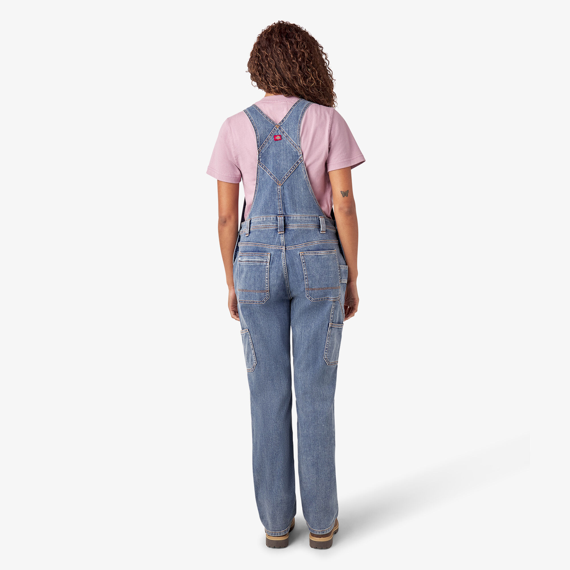 Women's Double Front Bib Overalls - Light Stonewashed Denim (LW4) image number 2