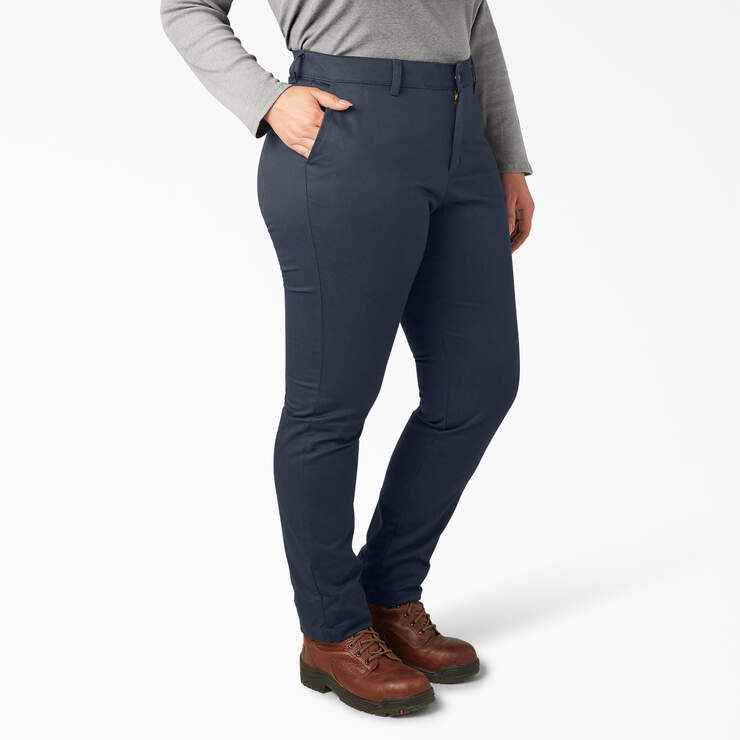 Women's Plus Mid Rise Skinny Leg Pants - Rinsed Dark Navy (RDN) image number 4