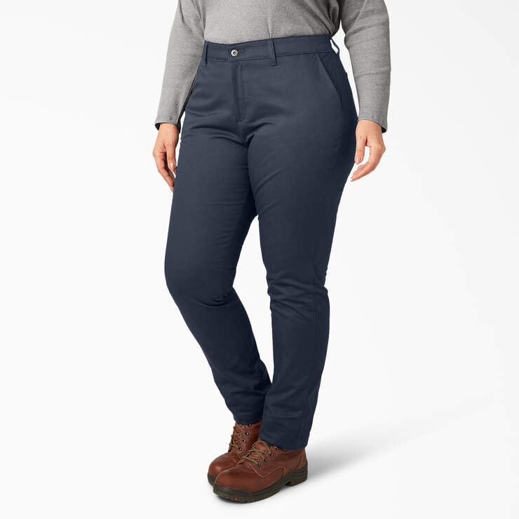 Women's Plus Mid Rise Skinny Leg Pants - Rinsed Dark Navy (RDN) image number 3